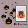 Affiche : Halloween petit chat dans sa citrouille