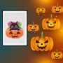 Affiche : Halloween petit chat dans sa citrouille