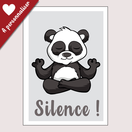 Affiche Petit nounours qui fait du yoga : Silence !