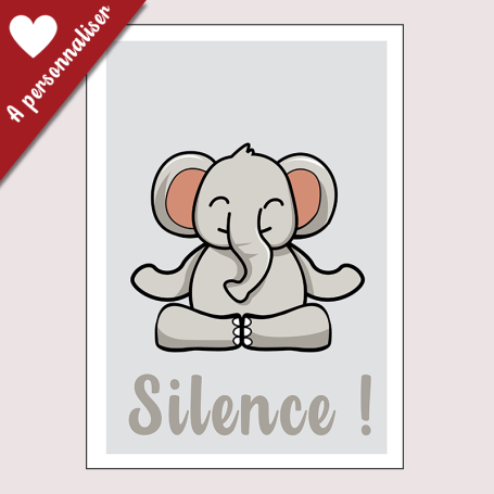 Affiche Petite éléphant qui fait du yoga : Chut !