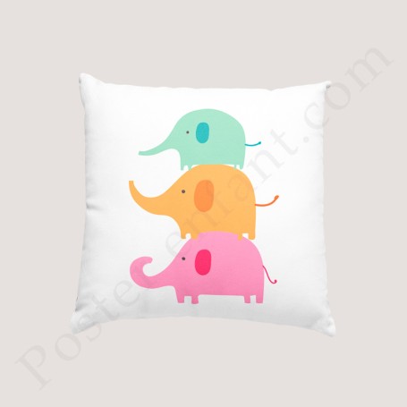 Coussin déco :  Amusants petits éléphants