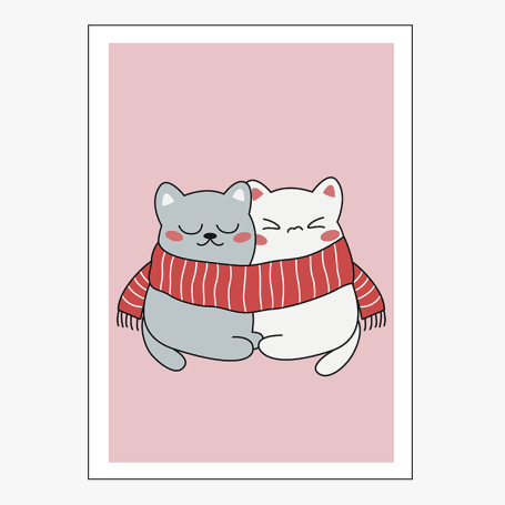 Affiche Petits chats amoureux