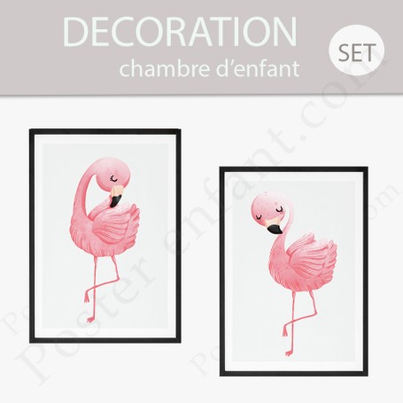 2 Affiches : Flamands roses