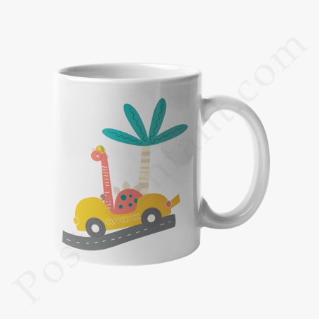 Mug : Dinosaure dans sa voiture