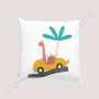 Coussin déco :  Dinosaure dans sa voiture