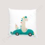 Coussin déco :  Dinosaure dans sa voiture