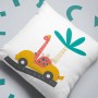 Coussin déco :  Dinosaure dans sa voiture