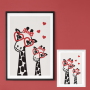 Affiche : 2 Amusantes girafes avec lunette et coeurs