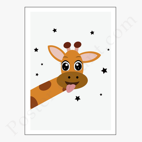 Affiche Petite tête de girafe avec des étoiles