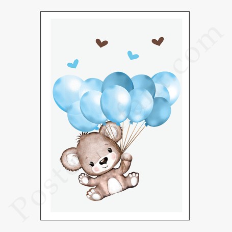 Affiche : Petit ourson avec ses ballons