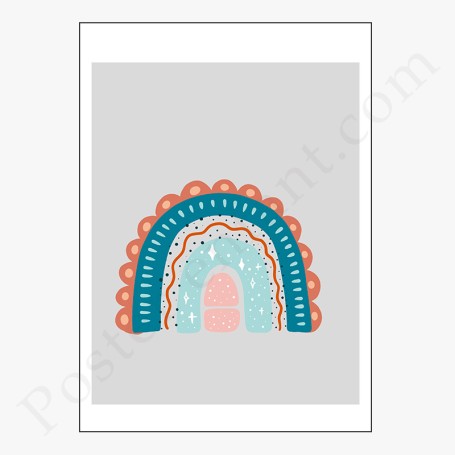 Affiche : Arc en ciel avec coeurs