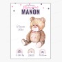 Affiche de naissance  : Nounours à personnaliser