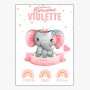 Affiche de naissance  : Eléphant à personnaliser