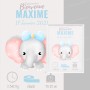 Affiche de naissance  : Eléphant à personnaliser