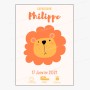 Affiche de naissance  : Lion à personnaliser