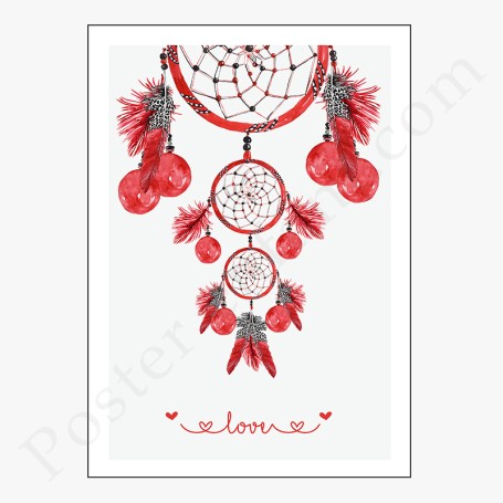 Affiche Attrape rêve Love avec mandalas