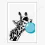 Affiche : Amusante girafe avec bulle de chewing...