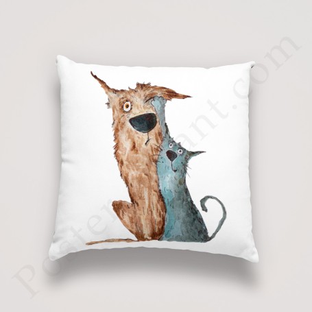 Coussin déco : Adorables et drôles de petits chiens