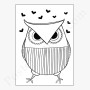 Affiche Hibou et petits coeurs noirs